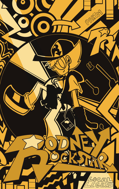 Special gold version of the first Rodney Rockstar comic cover.